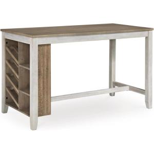 Signature Design by Ashley Gesthaven Contemporary Counter Height Dining Table with 3 Shelves and Trestle Base, Light Brown & Dark Brown(Whitewash)