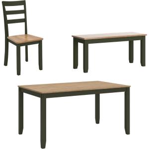 Signature Design by Ashley Gesthaven Modern Dining Table with 4 Chairs and Bench, Set of 6, Blue & Light Brown(Light Brown & Green)