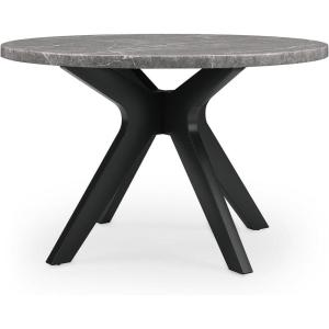 Signature Design by Ashley Glinari Contemporary Faux Marble Tabletop Dining Table with Cross-Shaped Base, Gray & Black