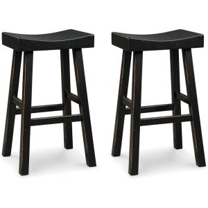 Signature Design by Ashley Glosco Modern Farmhouse 25″ Counter Height Barstool, 2 Count, Black(Black)
