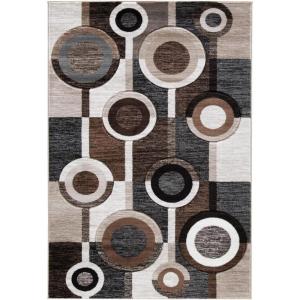 Signature Design by Ashley Guintte Modern 5 x 7 Medium Pile Multilayered Geometric Design Rug, Black, Brown & Cream(8’2″ x 9’6″ (Rectangular))