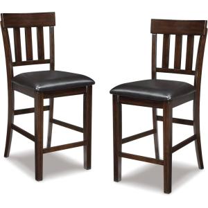 Signature Design by Ashley Haddigan 24″ Counter Height Upholstered Barstool 2 Count, Dark Brown(Dark Brown)