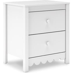 Signature Design by Ashley Hallityn Minimalist 2 Drawer Nightstand for Bedroom, 24.37″ Tall, White(White)