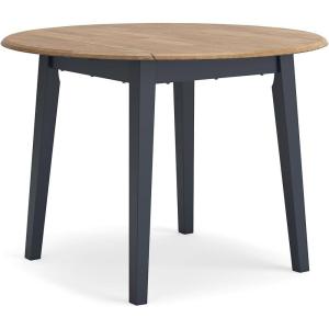 Signature Design by Ashley Hammis Round Dining Room Drop Leaf Table, Dark Brown(Light Brown & Blue)