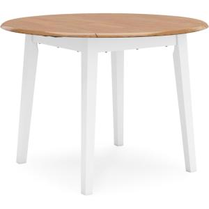 Signature Design by Ashley Hammis Round Dining Room Drop Leaf Table, Dark Brown(Light Brown & White)