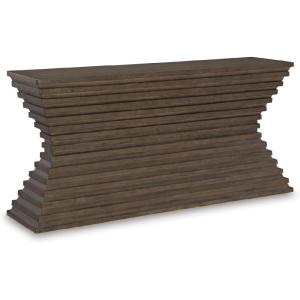 Signature Design by Ashley Hannodream Modern Sofa Table with Architectural Geometry Design, Dark Brown