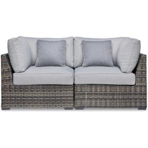 Signature Design by Ashley Harbor Court Corner Cushion, 2 Count, Nuvella Weather Resistant Fabric, Dark Brown & Light Gray