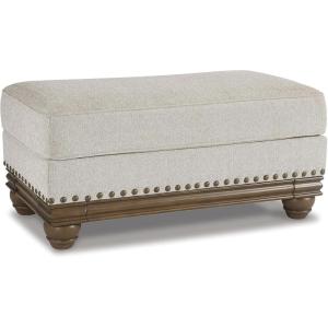 Signature Design by Ashley Harleson Modern Farmhouse Ottoman with Nailhead Trim, Beige