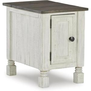Signature Design by Ashley Havalance French Country Chair Side End Table, White & Gray