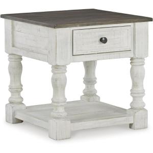 Signature Design by Ashley Havalance French Country Square End Table, White & Gray(Table)