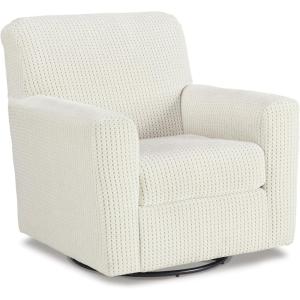 Signature Design by Ashley Herstow Casual Polka Dot Upholstered Swivel Glider Accent Chair, White & Beige(White & Beige)