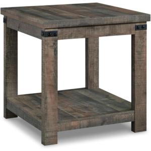 Signature Design by Ashley Hollum Rustic End Table with Shelf, Dark Brown(Dark Brown)
