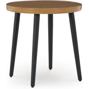 Signature Design by Ashley Horizon Hall Vintage Outdoor Nuvella Weather Resistant Fabric, Resin Wicker Loveseat with Cushion and 2 Accent Pillows, Green & Dark Brown(Outdoor End Table)