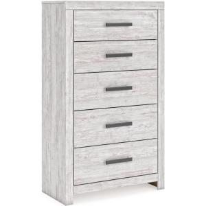 Signature Design by Ashley Hyanna Rustic 5 Drawer Chest, Rustic(White Plank)