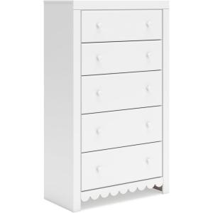Signature Design by Ashley Hyanna Rustic 5 Drawer Chest, Rustic(White Scallop)