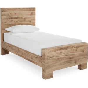 Signature Design by Ashley Hyanna Rustic Queen Panel Bed with Metal Slats, Foundation or Box Spring Needed, Light Brown(Twin)