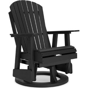 Signature Design by Ashley Hyland Wave Casual Weather Resistant HDPE Outdoor Swivel Glider Chair, White(Black)