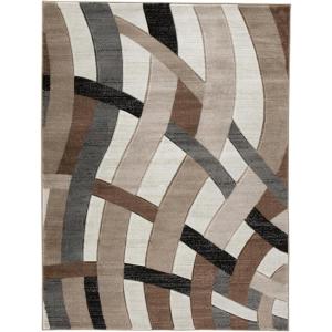 Signature Design by Ashley Jacinth Modern 8 x 10 Medium Pile Rug with Overlapping Wave Design, Brown, Beige & Cream(5′ x 6’7″ (Rectangular))