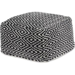 Signature Design by Ashley Jasett Casual Handwoven Geometric Pouf, Black & White(Black and White)
