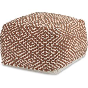 Signature Design by Ashley Jasett Casual Handwoven Geometric Pouf, Black & White(Orange and White)