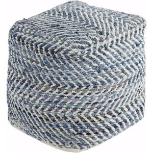 Signature Design by Ashley Josalind 16 Inch Casual Wool Pouf, Gray & Beige(Blue & White)