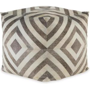 Signature Design by Ashley Josalind 16 Inch Casual Wool Pouf, Gray & Beige(Brown Chevron)