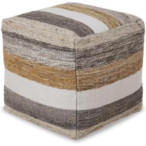 Signature Design by Ashley Josalind 16 Inch Casual Wool Pouf, Gray & Beige(Multi Brown)