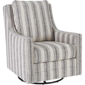Signature Design by Ashley Kambria Striped Upholstered Swivel Accent Glider Chair, Ivory & Black(Striped Gray)