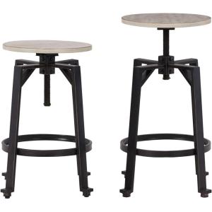 Signature Design by Ashley Karisslyn Urban Industrial Counter Height Barstool, 2 Count, Whitewash & Black(Beige)