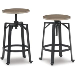 Signature Design by Ashley Karisslyn Urban Industrial Counter Height Barstool, 2 Count, Whitewash & Black(Natural)
