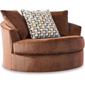 Signature Design by Ashley Laylabrook Scandinavian Upholstered Oversized Swivel Accent Chair with 3 Back Pillows, Green(Red)