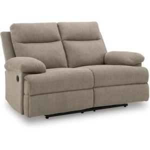 Signature Design by Ashley Leesworth Modern Leather Match Power Reclining Loveseat with USB Ports, Dark Brown(Mocha)