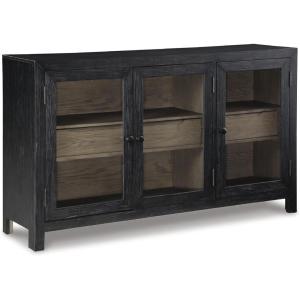 Signature Design by Ashley Lenston Transitional Accent Cabinet or TV Stand, Black & Gray
