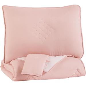 Signature Design by Ashley Lexann Full Comforter Arrow Design Set with 2 Shams, Pink & White(Full)