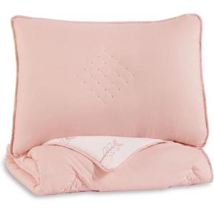 Signature Design by Ashley Lexann Full Comforter Arrow Design Set with 2 Shams, Pink & White(Twin)