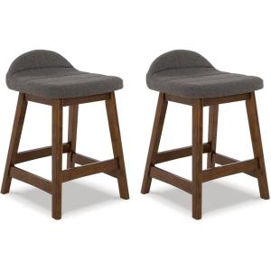 Signature Design by Ashley Lyncott Contemporary 24.25″ Counter Height Upholstered Bar Stool with Foam Cushion, 2 Count, Light Gray & Brown(Charcoal & Brown)
