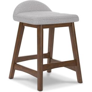 Signature Design by Ashley Lyncott Contemporary 24.25″ Counter Height Upholstered Bar Stool with Foam Cushion, 2 Count, Light Gray & Brown(Light Gray & Brown)