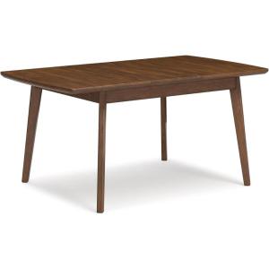 Signature Design by Ashley Lyncott Traditional Rectangular Dining Room Self-Storing Extension Table, Seats up to 6, Brown