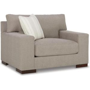 Signature Design by Ashley Maggie Contemporary Upholstered Chair and a Half, Beige(Light Brown)
