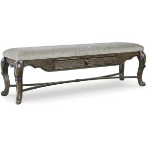 Signature Design by Ashley Maylee Contemporary Upholstered 63″ Dining Bench with 1 Drawer, Dark Brown