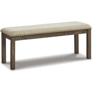 Signature Design by Ashley Moriville Casual Rustic Upholstered Dining Bench, Grey & Brown(Brown)