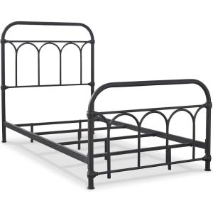Signature Design by Ashley Nashburg Farmhouse Industrial Queen Metal Bed with Powdercoated Finish, Matte Black(Black)