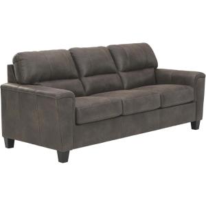 Signature Design by Ashley Navi Faux Leather Modern Queen Sofa Sleeper, Gray(Charcoal)