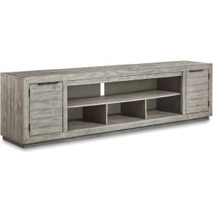 Signature Design by Ashley Naydell Rustic TV Stand with Fireplace Option Fits TVs up to 90″, Gray(Grey)