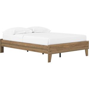 Signature Design by Ashley Neilsville Butcher Block Style Platform Bed, Full, Rustic Gray(Honey Brown)