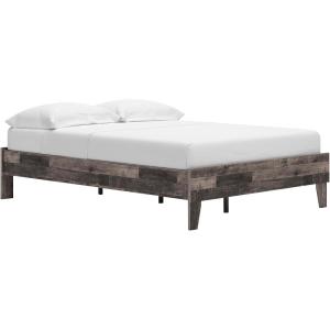 Signature Design by Ashley Neilsville Butcher Block Style Platform Bed, Full, Rustic Gray(Rustic Gray)