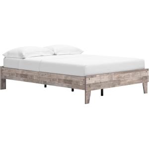 Signature Design by Ashley Neilsville Butcher Block Style Platform Bed, Full, Rustic Gray(Rustic Natural)