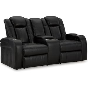 Signature Design by Ashley Next-Gen DuraPella Power Reclining Loveseat with Console & Adjustable Headrest, Sand(Black)