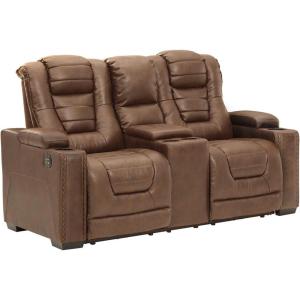 Signature Design by Ashley Next-Gen DuraPella Power Reclining Loveseat with Console & Adjustable Headrest, Sand(Brown)