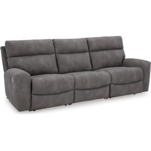 Signature Design by Ashley Next-Gen DuraPella Power Reclining Loveseat with Console & Adjustable Headrest, Sand(Grey)